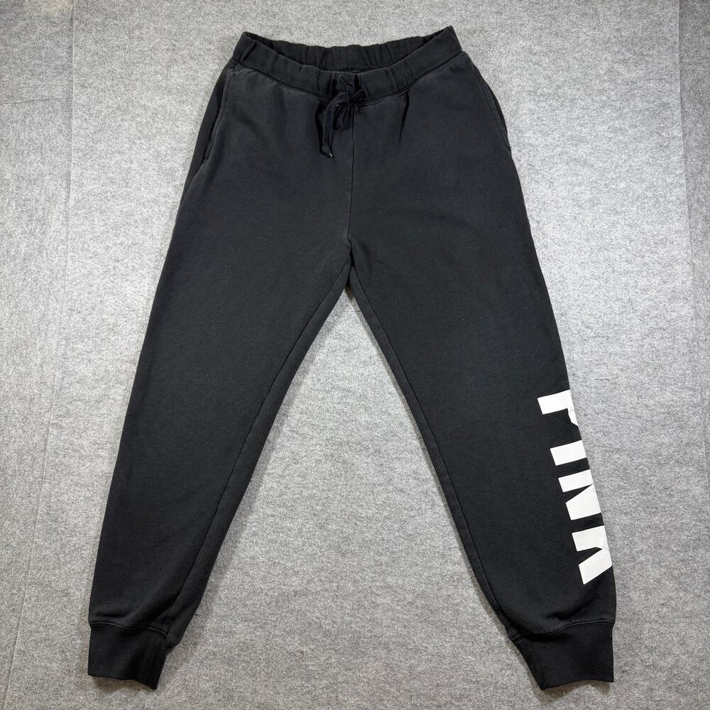 PINK Victoria's Secret Campus Joggers Womens S Black Lounge Athleisure Pants